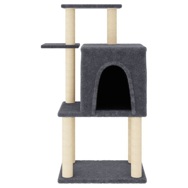 vidaXL Albero per Gatti con Tiragraffi in Sisal Grigio Scuro 97 cm