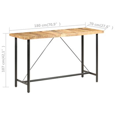 vidaXL Tavolo da Bar 180x70x107 cm in Legno Ruvido di Mango