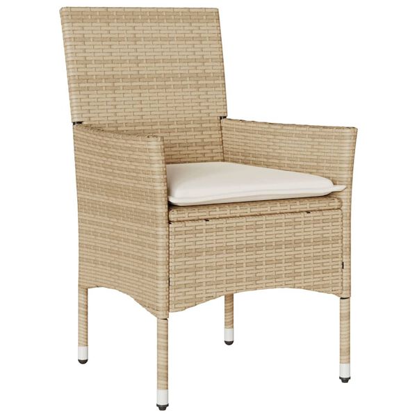 vidaXL Set Pranzo da Giardino 3 pz con Cuscini Beige Polyrattan Acacia