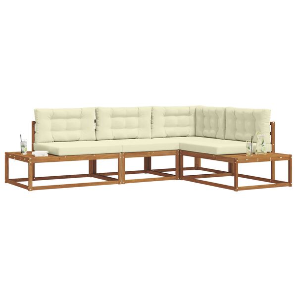 vidaXL Set di divani da esterno 4 Pezzo Naturale e Crema