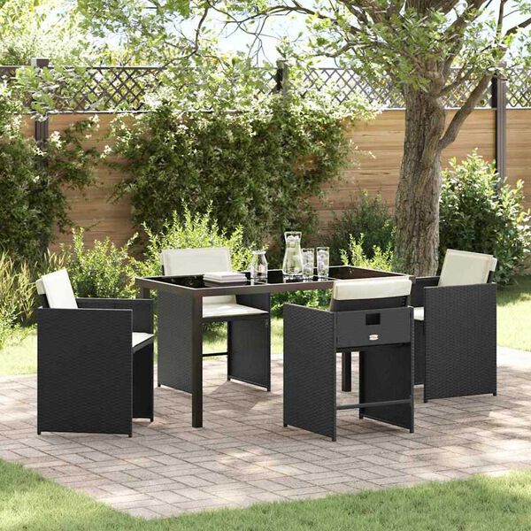 vidaXL Set da Pranzo per Giardino 5 pcs Nero polyrattan