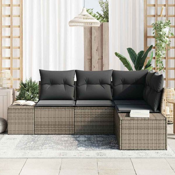 vidaXL Set Divano da Giardino 4 pcs Grigio polyrattan