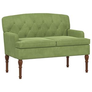 vidaXL Loveseat con bottoni imbottiti Verde chiaro 111 x 65 x 79 cm