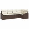 vidaXL Set di divani con cuscino 5 pcs Marrone polyrattan