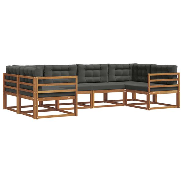 vidaXL Set di divani da esterno con cuscino 6 pcs Naturale e Antracite