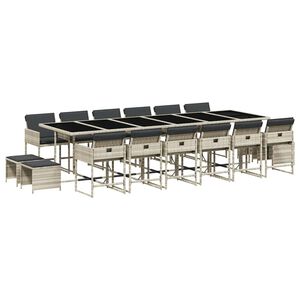 vidaXL Set da Pranzo da Giardino 17pz con Cuscini Grigio in Polyrattan