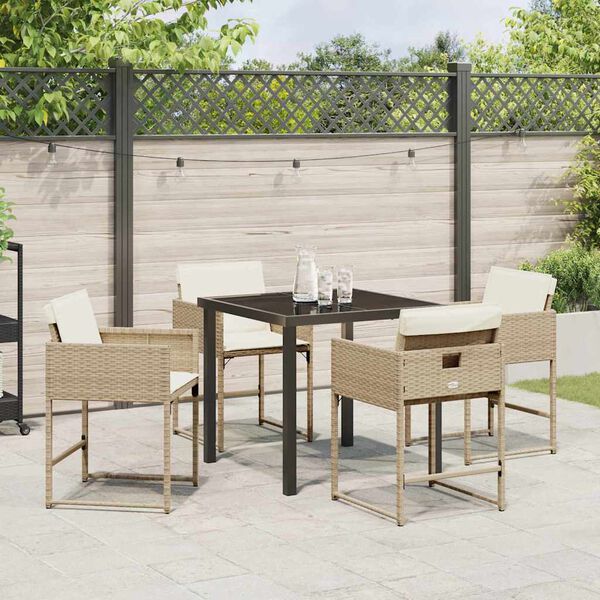 vidaXL Set da Pranzo per Giardino 5 pcs Beige polyrattan