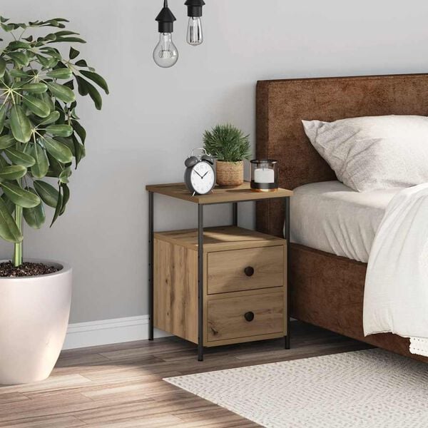 vidaXL Comodino Rovere Artigianale 34x35,5x50 cm in Legno Multistrato