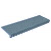 vidaXL Tappetini per scale 15 pz 65x21x4 cm Blu mare con bordo rettangolare