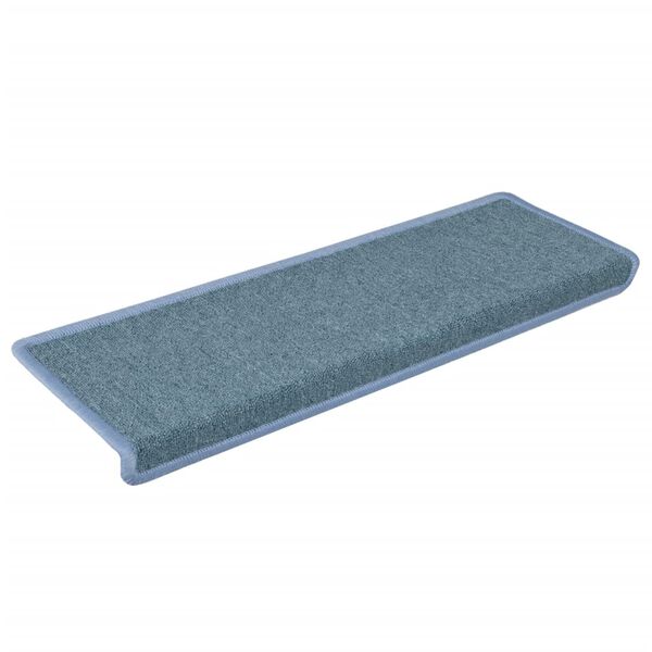vidaXL Tappetini per scale 15 pz 65x21x4 cm Blu mare con bordo rettangolare