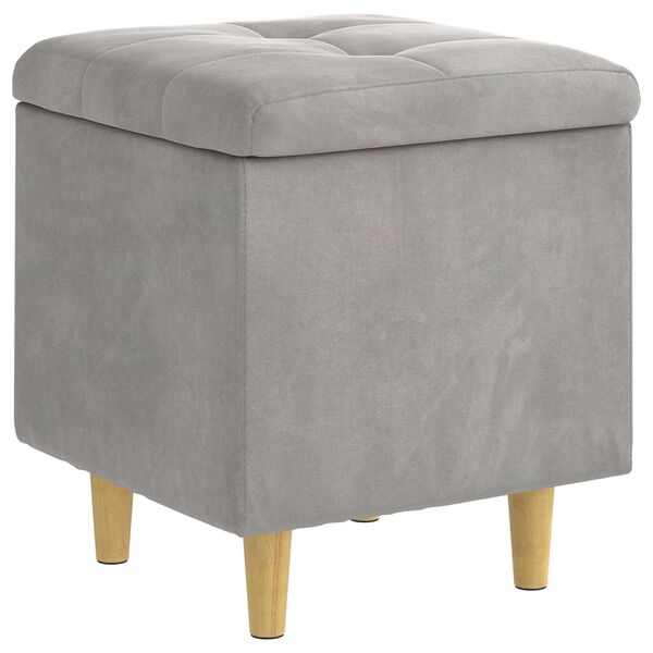 vidaXL Pouf contenitore Grigio chiaro 40 x 40 x 45 cm Velluto