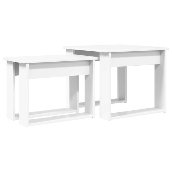 vidaXL Set di Tavolini da Caff&egrave; 2 pcs Bianco Legno multistrato