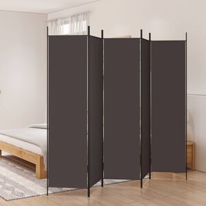 vidaXL Divisorio a 5 Pannelli Marrone 250x200 cm in Tessuto