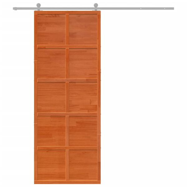 vidaXL Porta del Granaio Marrone 80x208 cm in Legno Massello di Pino