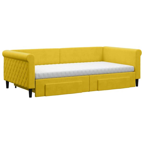 vidaXL Divano Letto Estraibile con Cassetti Giallo 100x200cm Velluto