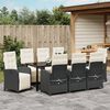 vidaXL Set da Pranzo per Giardino con cuscino 9 pcs Nero polyrattan