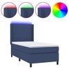vidaXL Letto a Molle con Materasso e LED Blu 90x190 cm in Tessuto