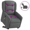 vidaXL Poltrona Alzapersona Massaggi Elettrica Grigio Scuro Tessuto