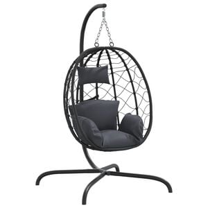 vidaXL Poltrona sospesa a uovo con cuscino antracite in polyrattan