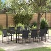 vidaXL Set da Pranzo per Giardino 9 pcs Nero