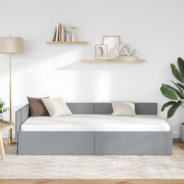 vidaXL Cornice del letto ad angolo Grigio chiaro 90 cm x 200 cm