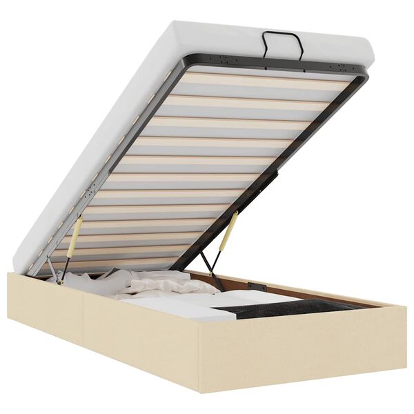 vidaXL Struttura Letto Pouf senza Materasso Crema 90x190 cm in Tessuto