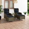 vidaXL Set Divani da Giardino 3 pz con Cuscini in Polyrattan Marrone
