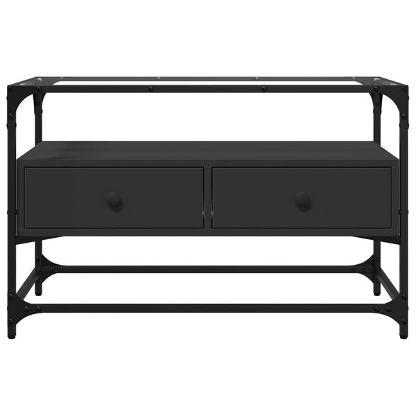 vidaXL Mobile TV con Piano in Vetro Nero 80x35x51 cm Legno Multistrato