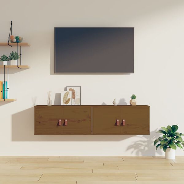 vidaXL Pensili 2 pz Marrone ambra 60x30x30cm in Legno Massello di Pino