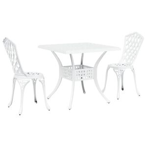 vidaXL Set di Tavolo da Giardino 3 pcs Bianco Alluminio pressofuso