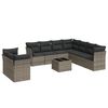 vidaXL Set Divano da Giardino 10 pz con Cuscini Grigio in Polyrattan