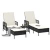 vidaXL Lettino da sole 2-persona 3 pcs Nero e Bianco Crema polyrattan