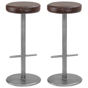 vidaXL Sgabelli da Bar 2 pz Marrone Anticato in Vera Pelle