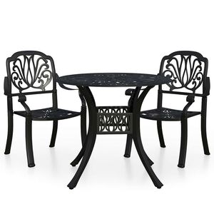 vidaXL Set da Bistrot 3 pz in Alluminio Pressofuso Nero
