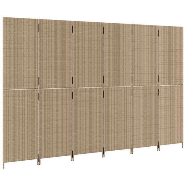 vidaXL Divisorio per Ambienti a 6 Pannelli Beige in Polyrattan