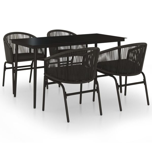 vidaXL Set da Pranzo per Giardino 5 pz Nero