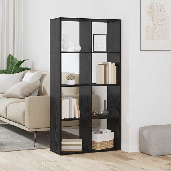 vidaXL Armadio per Libri Rovere Nero 69,5 x 29 x 137,5 cm
