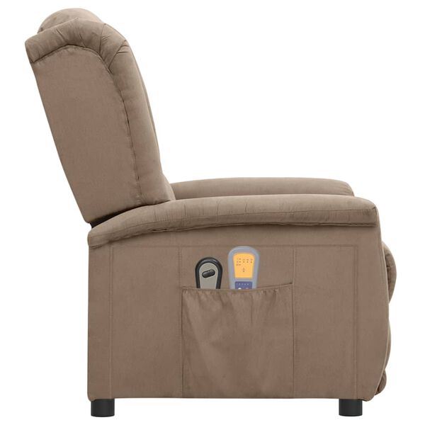 vidaXL Poltrona Massaggiante Elettrica Tortora in Tessuto Microfibra