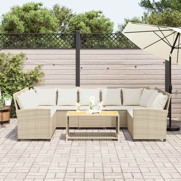 vidaXL Divano da Giardino con Cuscini in Polyrattan Beige
