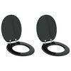 vidaXL Sedile del WC 2 pcs Nero 44 x 38 cm Pannello MDF
