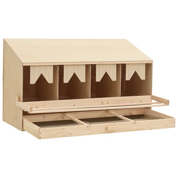 vidaXL Casetta Cova per Galline 4 Scomparti 106x40x59 cm Legno di Pino