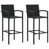 vidaXL Sgabelli da Bar 2 pz in Polyrattan Nero