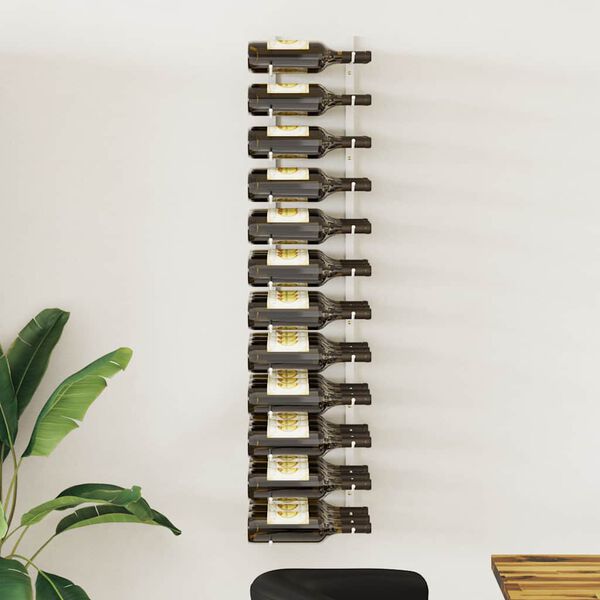 vidaXL Portavini da Parete per 36 Bottiglie Bianco in Ferro