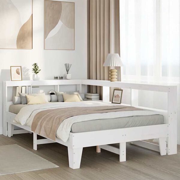 vidaXL Letto Libreria senza Materasso Bianco 140x190 cm Legno di Pino
