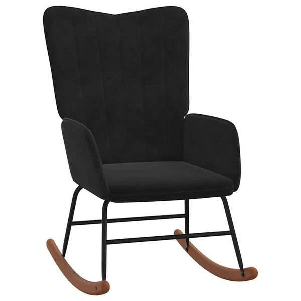 vidaXL Poltrona a Dondolo con Poggiapiedi Nera in Velluto