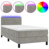vidaXL Letto a Molle con Materasso e LED Grigio Chiaro 90x200 cm Velluto