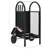 vidaXL Carrello per Legna da Ardere Nero 30x35x81 cm Acciaio