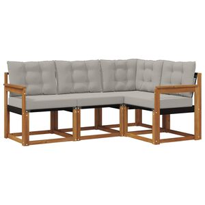 vidaXL Set di divani da esterno 4 pz Grigio Naturale e Chiaro