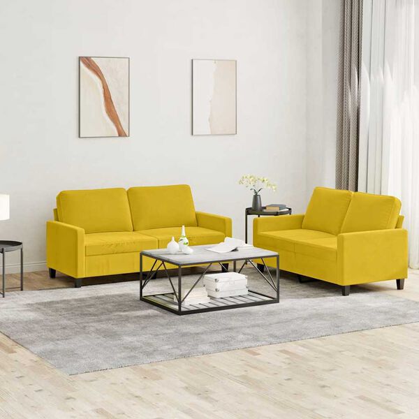 vidaXL Set di Divani 2 pz con Cuscini giallo in Velluto