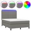 vidaXL Letto a Molle Materasso e LED Grigio Scuro 140x190cm in Tessuto